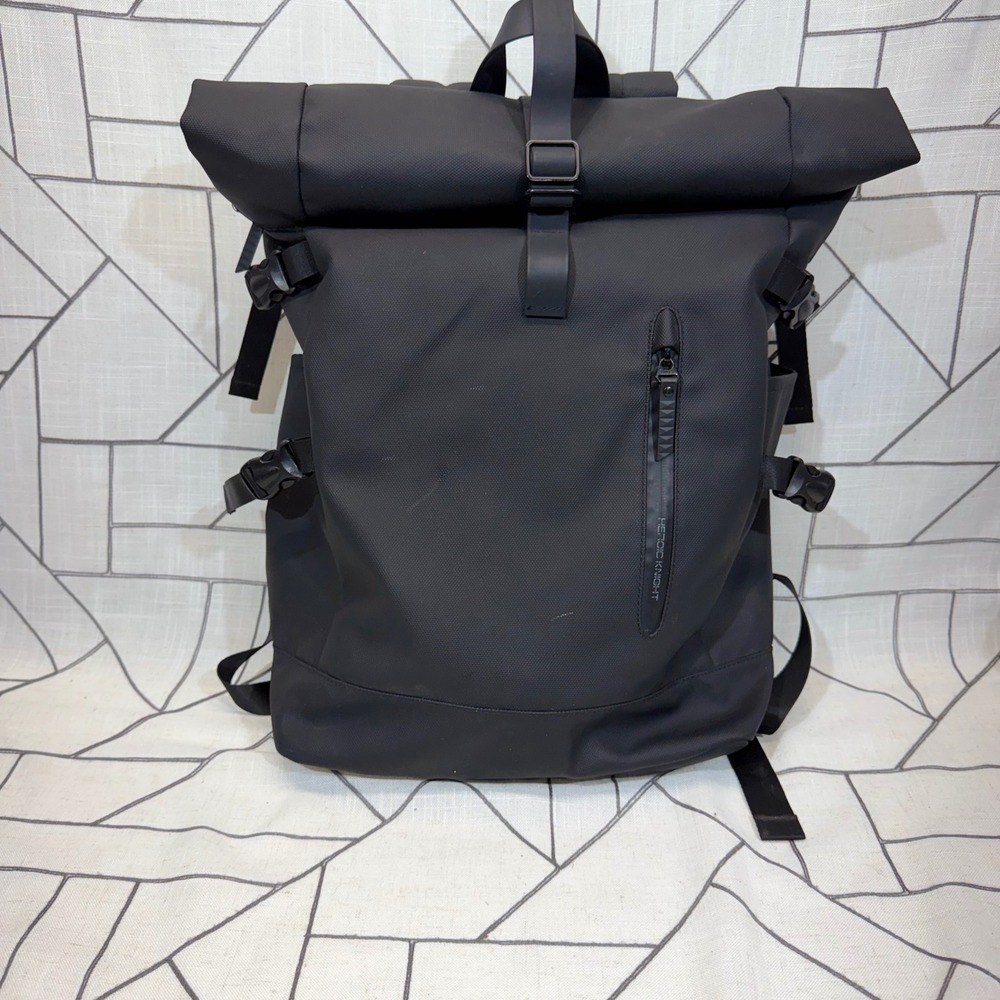 Heroic Knight Roll Top Backpack Large Black USB Charging Port Travel Laptop Bag